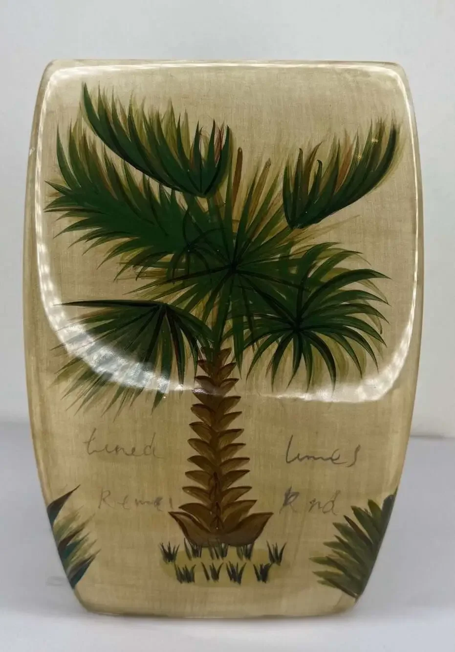 Tabletops Unlimited Bora Bora Palm Tree Ceramic Square Canister